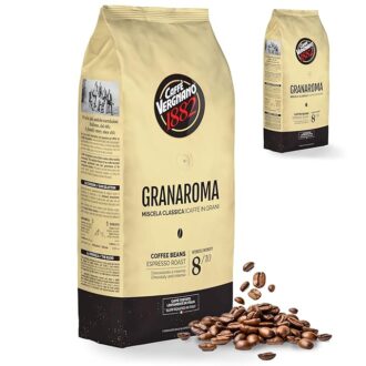 Caffè Vergnano 1882 Gran Aroma Whole Bean Arabica Medium Espresso Roast Coffee | 2.2 lbs (1000g) Bag | Intensity 8/10 | Italian Coffee Beans with Cocoa, Spices & Dried Fruit Notes | 2 Pack
